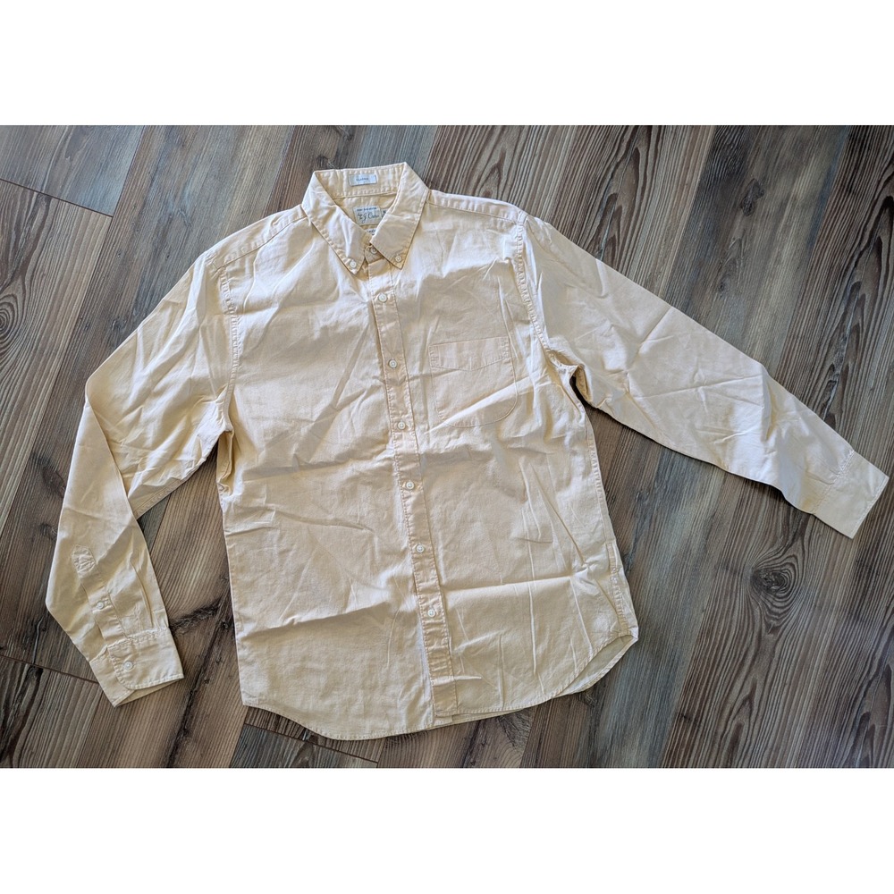 J.Crew Secret Wash Shirting Yellow Solid Classic Fit Button-Down Shirt M 32/33